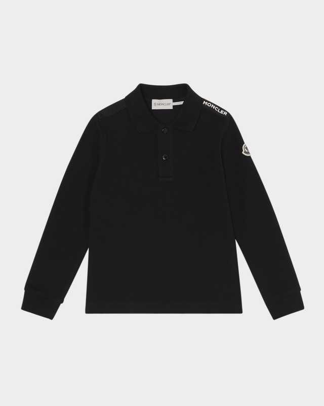 Boy's Long Tape Long-Sleeve Polo Shirt, Size 4-6